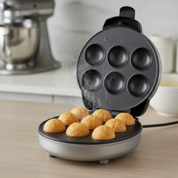 Brentwood Cake Pop Maker producing evenly baked, round cake pops quickly and easily.