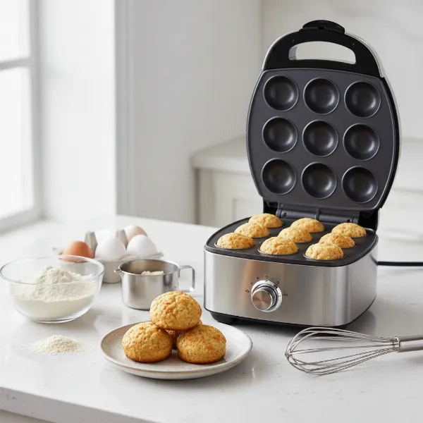 A cake pop maker with various baked keto fat bombs, highlighting convenience and portion control